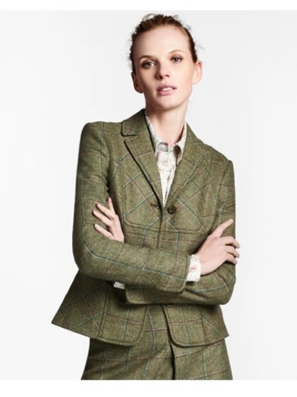 Brooks Brothers Green Plaid Tweed Blazer Jacket